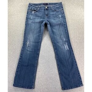 Vigoss Jeans Womens 11 32x31 London Boot Denim Distressed Bootcut Blue Whiskered